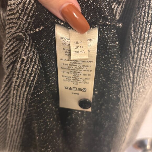 Anthropologie Womens Medium Gray Ribbed Knit Ruched Button Front Midi Dress - Picture 6 of 13